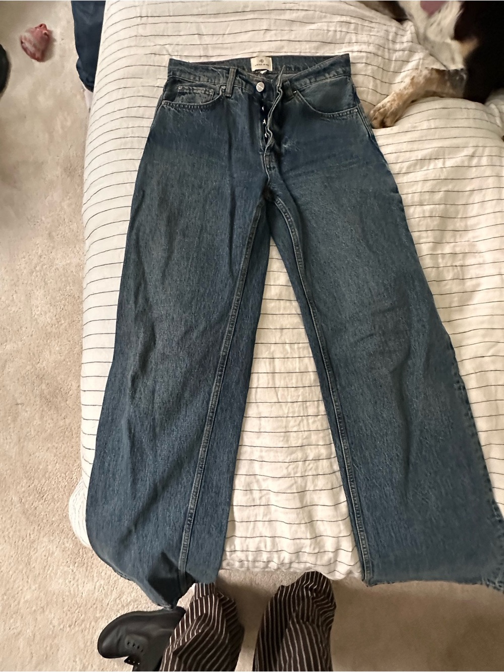 Anine Bing Dark Blue Hugh Button-Fly Denim Jeans